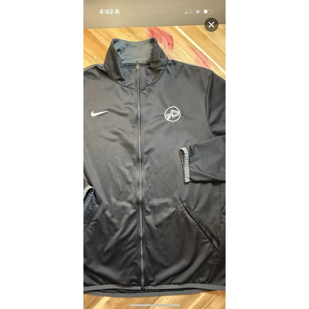 Nike Jacket Mens L Black/Gray‎ Therma Fit Full Zip Athletic Track Hoodie Sporty